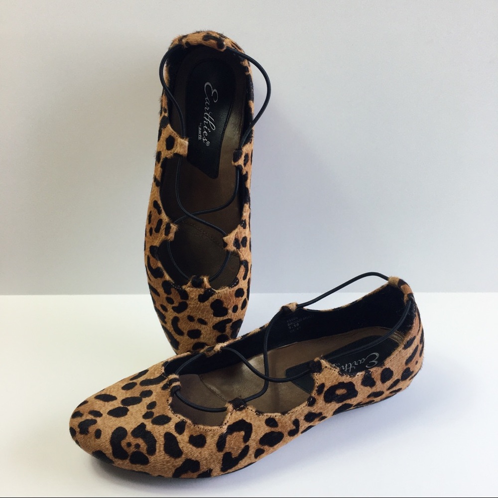 Earthies Essen Ghillie Leopard Ballet Flat Cow Fur